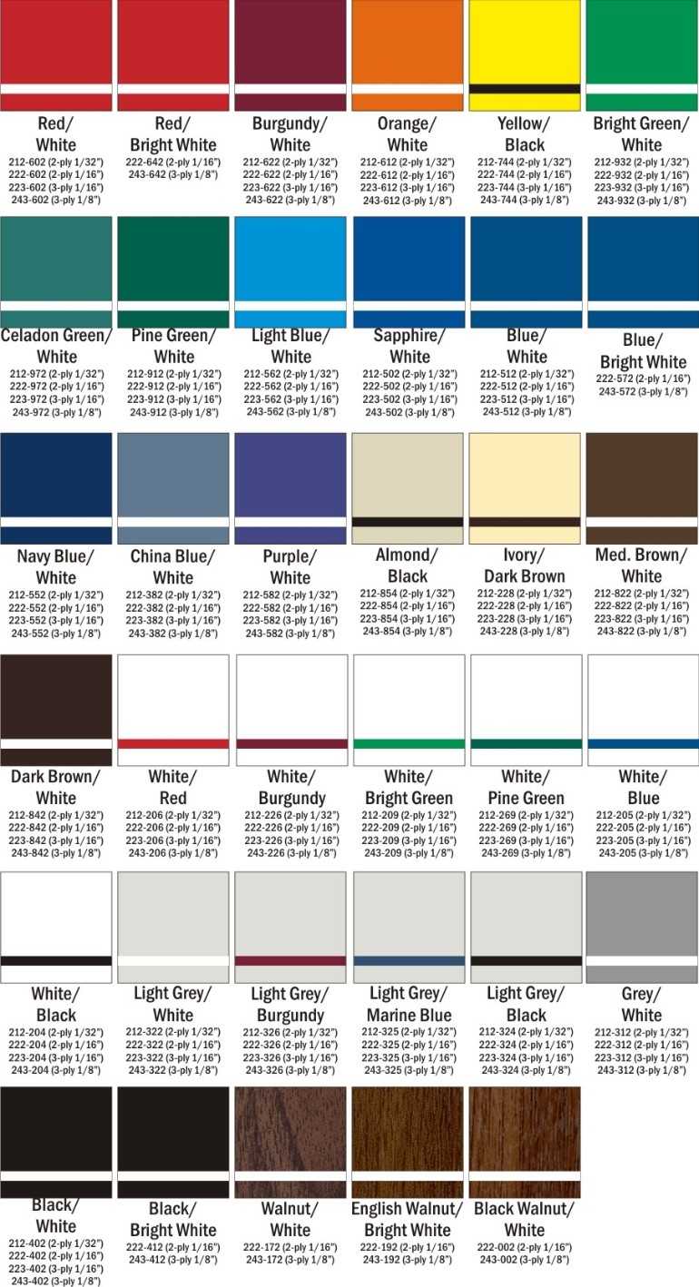Rowmark Color Chart