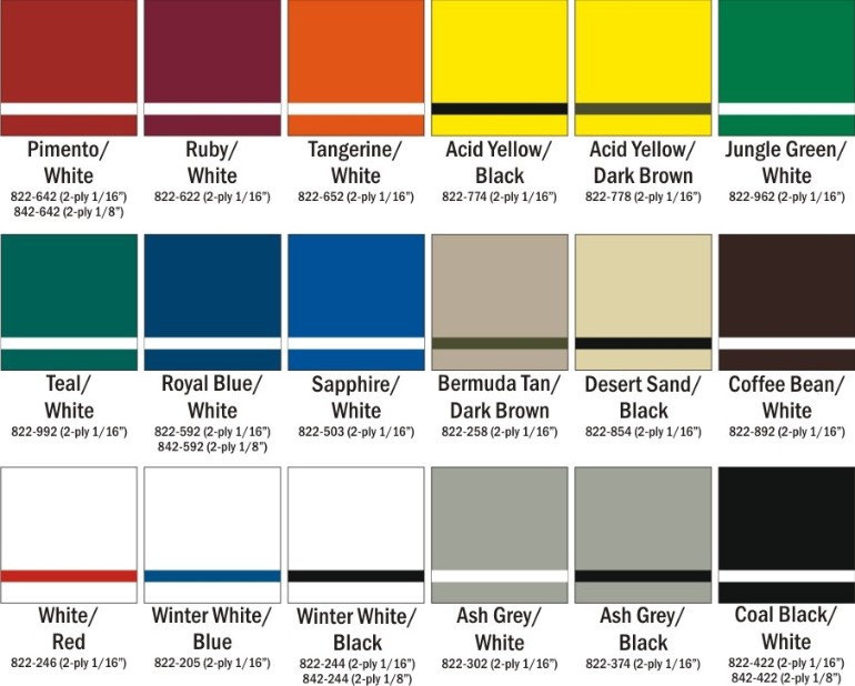 Rowmark Color Chart